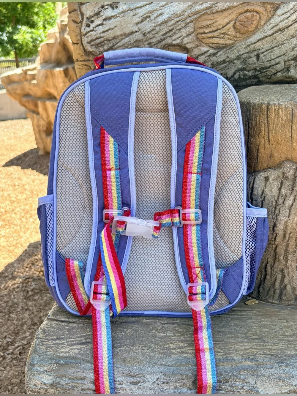 New Pottery Barn Mackenzie Rainbow Glitter Hearts Backpack Size Small